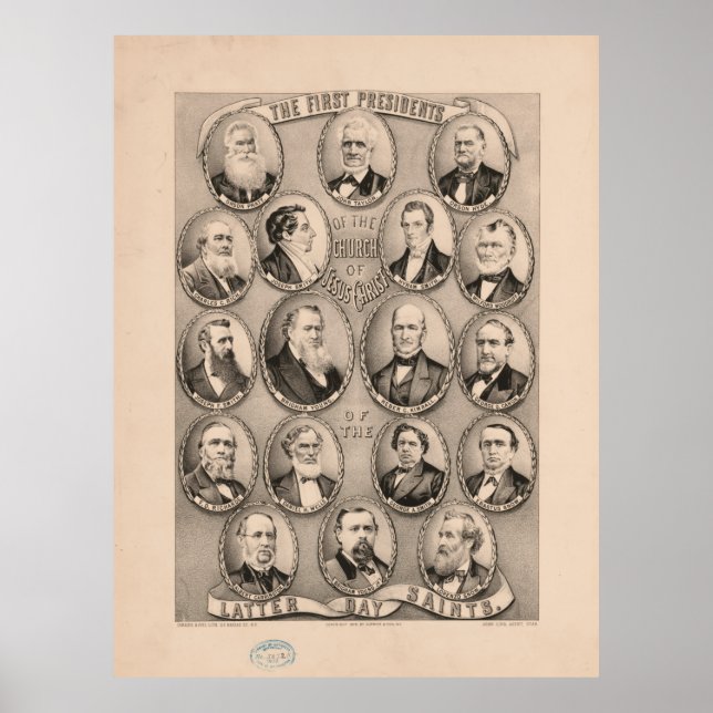 Poster Primeiros Presidentes da Igreja Mórmon (1879) (Frente)