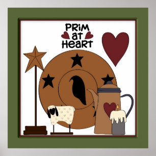 Póster Primitivo no Decor de Ovinos do Coração