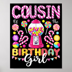 Poster Primo da menina aniversariante doce aniversário do