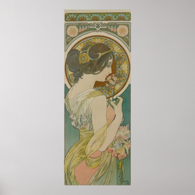 Poster Primrose por Alphonse Mucha (Frente)