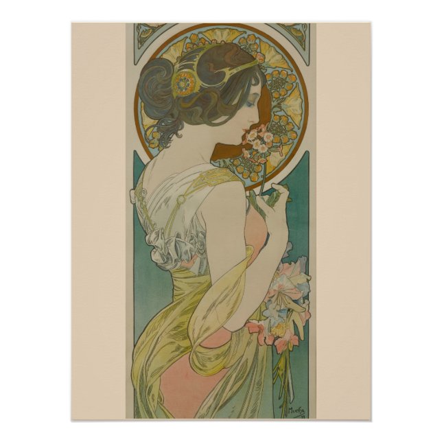 Póster Primrose por Alphonse Mucha (1899) (Frente)