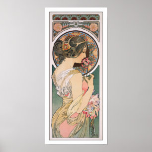Poster Primrose por Alphonse Mucha - Arte Floral Vintage