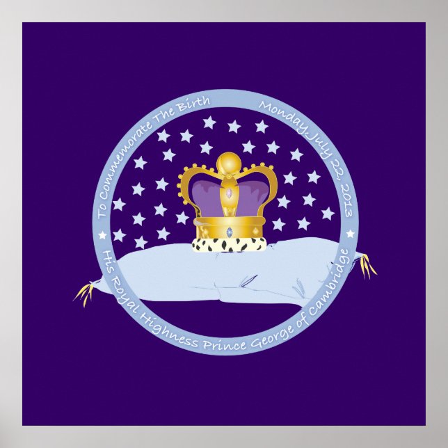 Poster Prince George of Cambridge Pillow and Crown (Frente)