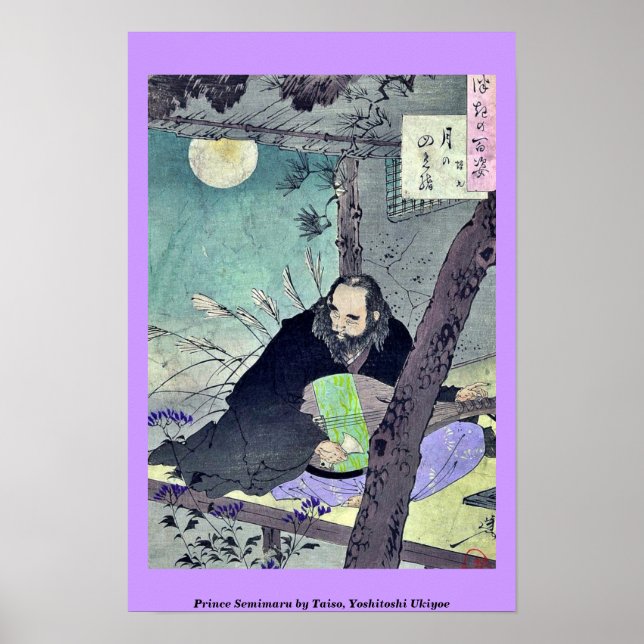 Poster Prince Semimaru por Taiso, Yoshitoshi Ukiyoe (Frente)