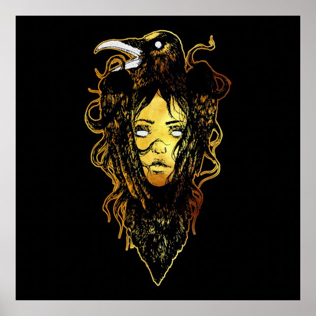 Poster Princesa Abraçada por um Corvo (Frente)