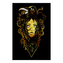 Póster Princesa Abraçada por um Corvo