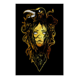 Póster Princesa Abraçada por um Corvo