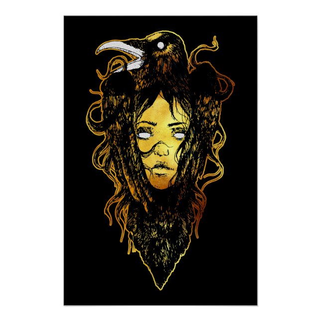 Póster Princesa Abraçada por um Corvo (Frente)