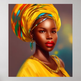Poster Princesa africana 4 joias de ouro