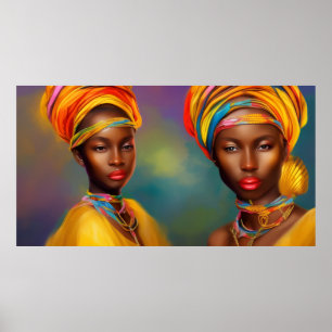 Poster princesa africana mulheres jóias de ouro 2