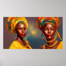 Poster princesa africana mulheres jóias de ouro 3 pôster