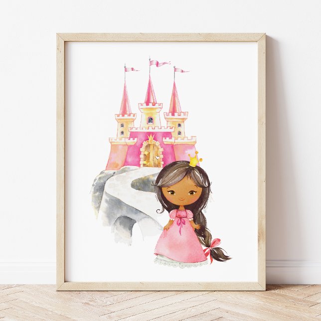 Poster Princesa Afro-Americana, Castelo, Quarto de Menina (Criador carregado)