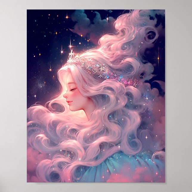 Poster Princesa Anime Feita De Estrelas (Frente)
