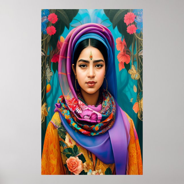 Poster Princesa asiática com hijab (Frente)