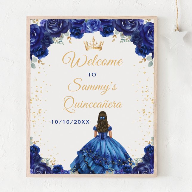 Poster Princesa Azul Escura Quinceañera Bem-Vindo (Criador carregado)