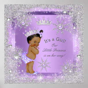 Póster Princesa Baby Shower Lilás Étnico