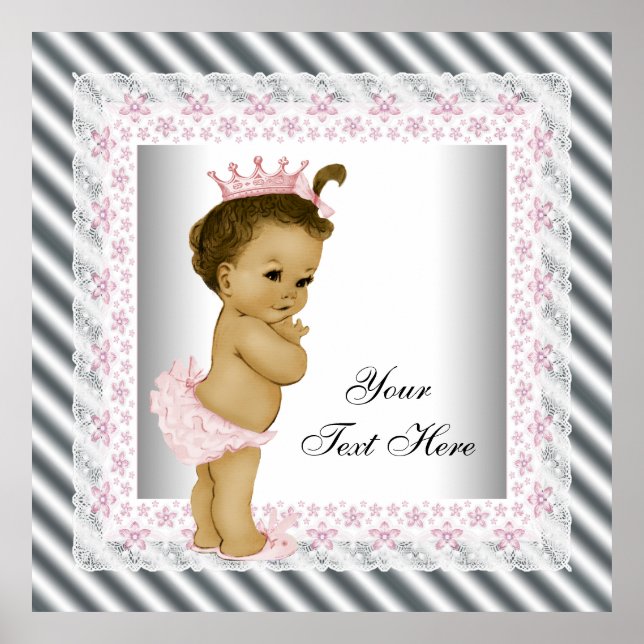 Póster Princesa Bebê Vintage Rosa (Frente)