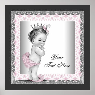 Poster Princesa Bebê Vintage Rosa