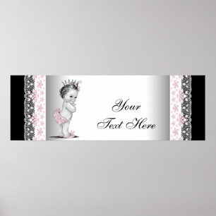 Poster Princesa Bebê Vintage Rosa