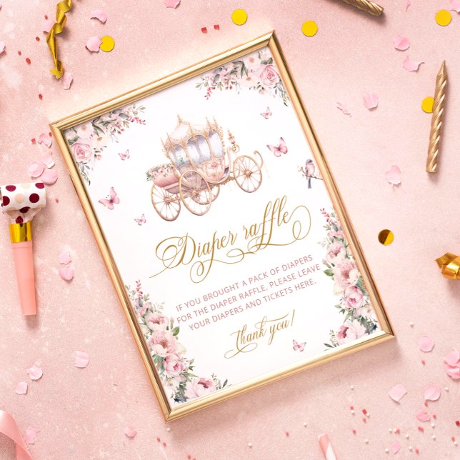 Poster Princesa Carruagem Floral Fralda Raffle (Criador carregado)