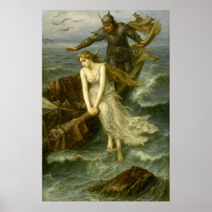 Poster Princesa & Cavaleiro No Mar Arte de Fantasia Medie