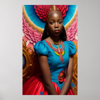 Poster Princesa com vestido rosa e azul
