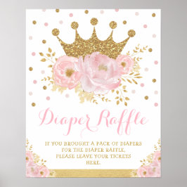 Poster Princesa Cruzada Blush Fralda Bebê Floral Raffle