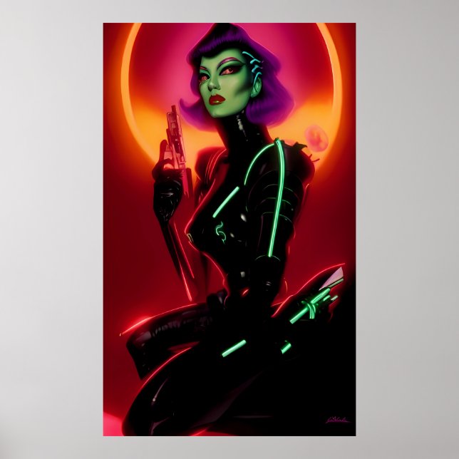 Poster Princesa Cybrella na Festa Cyberpunk (Frente)