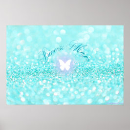 Poster Princesa da Borboleta Glitter Azul-Claro