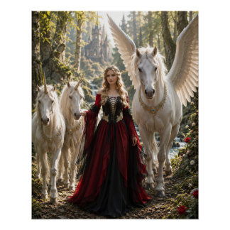 Póster Princesa da Floresta Encantada do Unicórnio