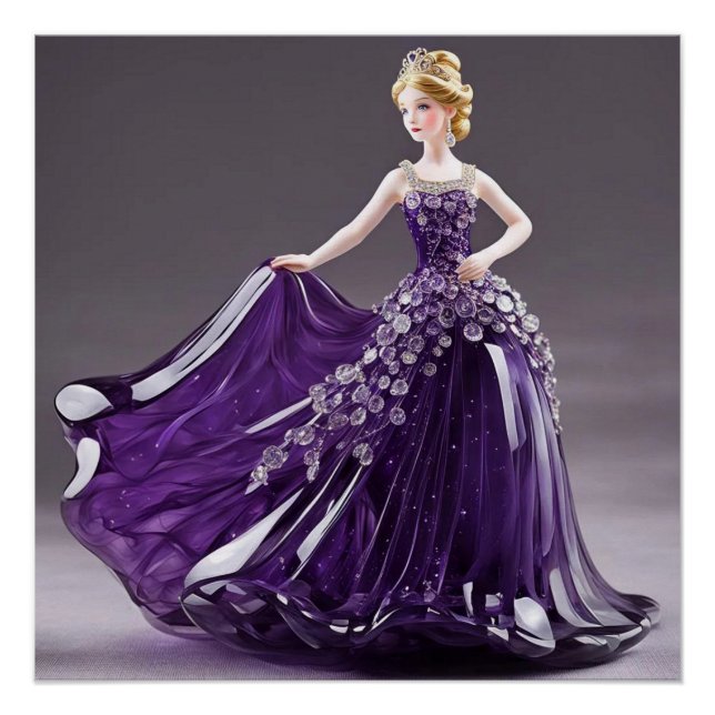 Póster Princesa de cristal com vestido roxo (Frente)