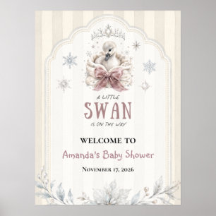 Poster Princesa de Inverno Bem-vindo ao Chá de Bebê Cisne