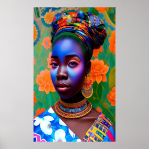 Poster Princesa de maquiagem da face rosa e azul