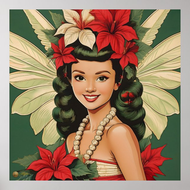 Poster Princesa de Natal Tropical de Retro (Frente)