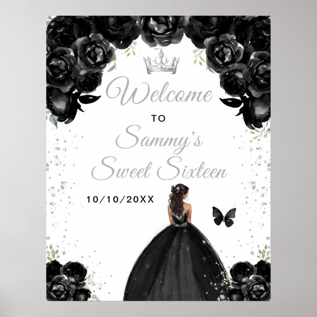 Poster Princesa de Pele Negra Escura Doce Dezesseis Bem-v (Frente)