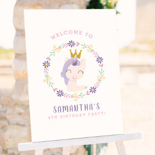 Poster Princesa de Unicórnio Magia Boas-vindas à Festa