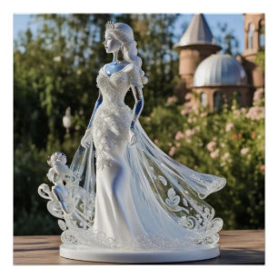Póster Princesa de vidro cristal com vestido branco
