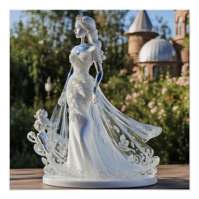 Póster Princesa de vidro cristal com vestido branco (Frente)