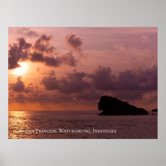 Poster Princesa do Oceano Rochas Céu do Pôr do Sol Crepús (Frente)