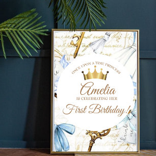 Poster Princesa Dourada Coroa Personalizada Menina