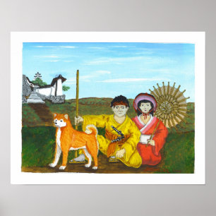 Póster princesa e samurai de akita