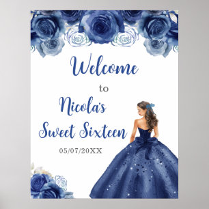 Poster Princesa em um Marinho Vestido Doce Dezesseis Boas