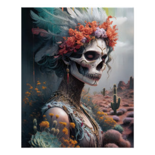 Póster Princesa eterna Guerreira, Crânio Nativo Americano