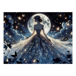 Póster Princesa Fada ao Luar Vestido Celestial