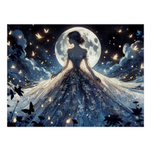 Póster Princesa Fada ao Luar Vestido Celestial