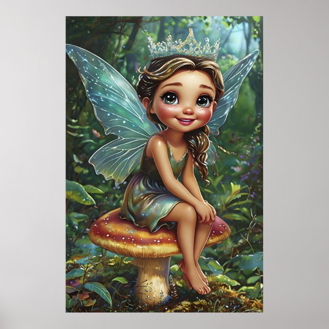 Poster Princesa Fada da Floresta no Cogumelo – Arte Capri (Frente)