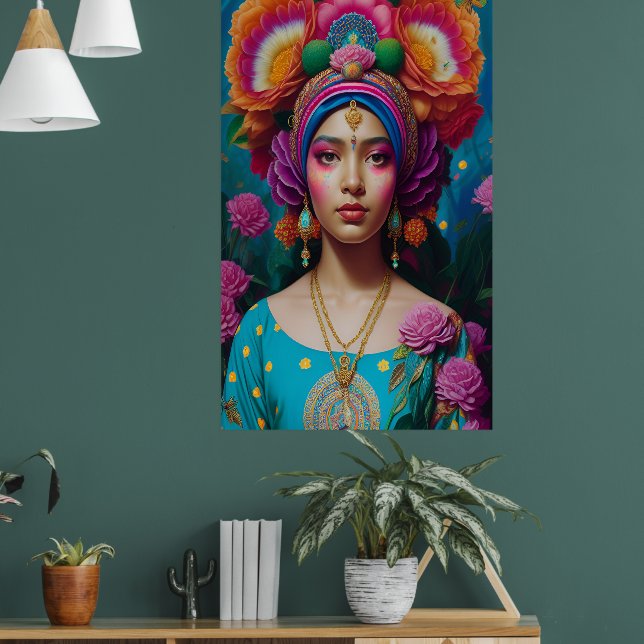 Poster Princesa Floral com maquiagem (Sala de Estar 1)