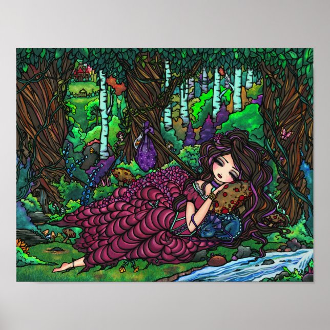 Poster "Princesa Fuja" Fairy Dragon Fantasy Forest Art (Frente)