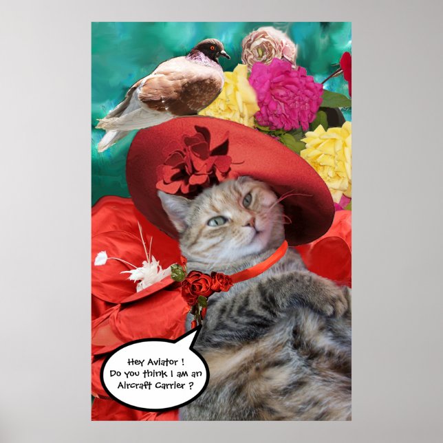 POSTER PRINCESA GATO CELEBRIDADE TATUS, CHAPÉU VERMELHO C (Frente)