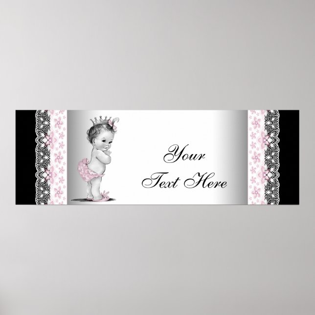 Poster Princesa Menina Rosa Vintage (Frente)